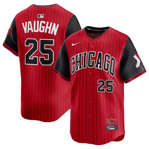 Men%27s Chicago White Sox #25 Andrew Vaughn Red Black 2025 City Connect Limited Stitched Jersey Dzhi